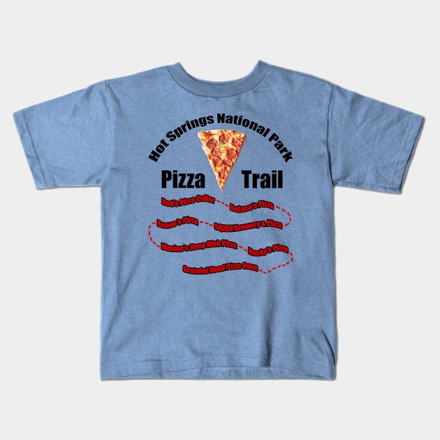 Hot Springs National Park Pizza Trail Kids T-Shirt by HotSpringsTips